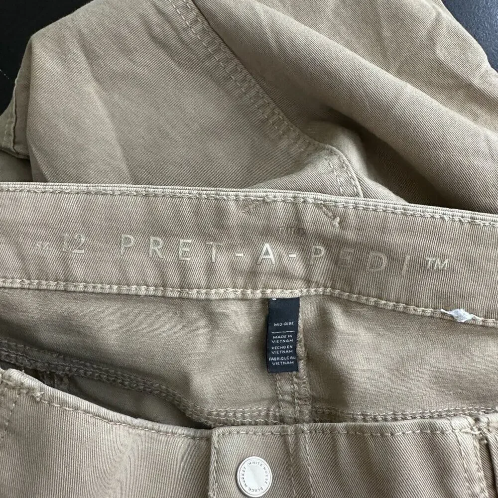 2/$30 WHBM Embroidered The Pret-A-Pedi Mid-rise Cropped Pants 12 #A0722